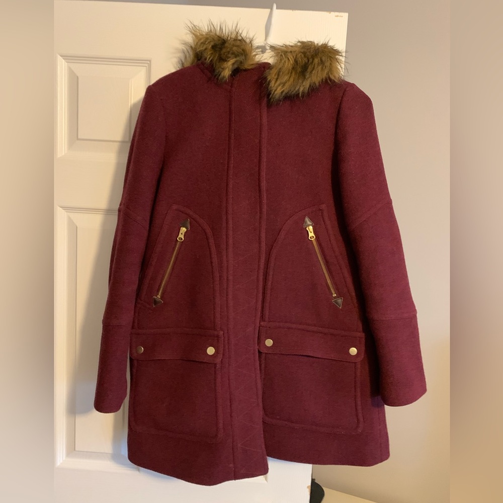 J Crew Women’s size 8 Chateau Parka in Italian Stadium Cloth Wool